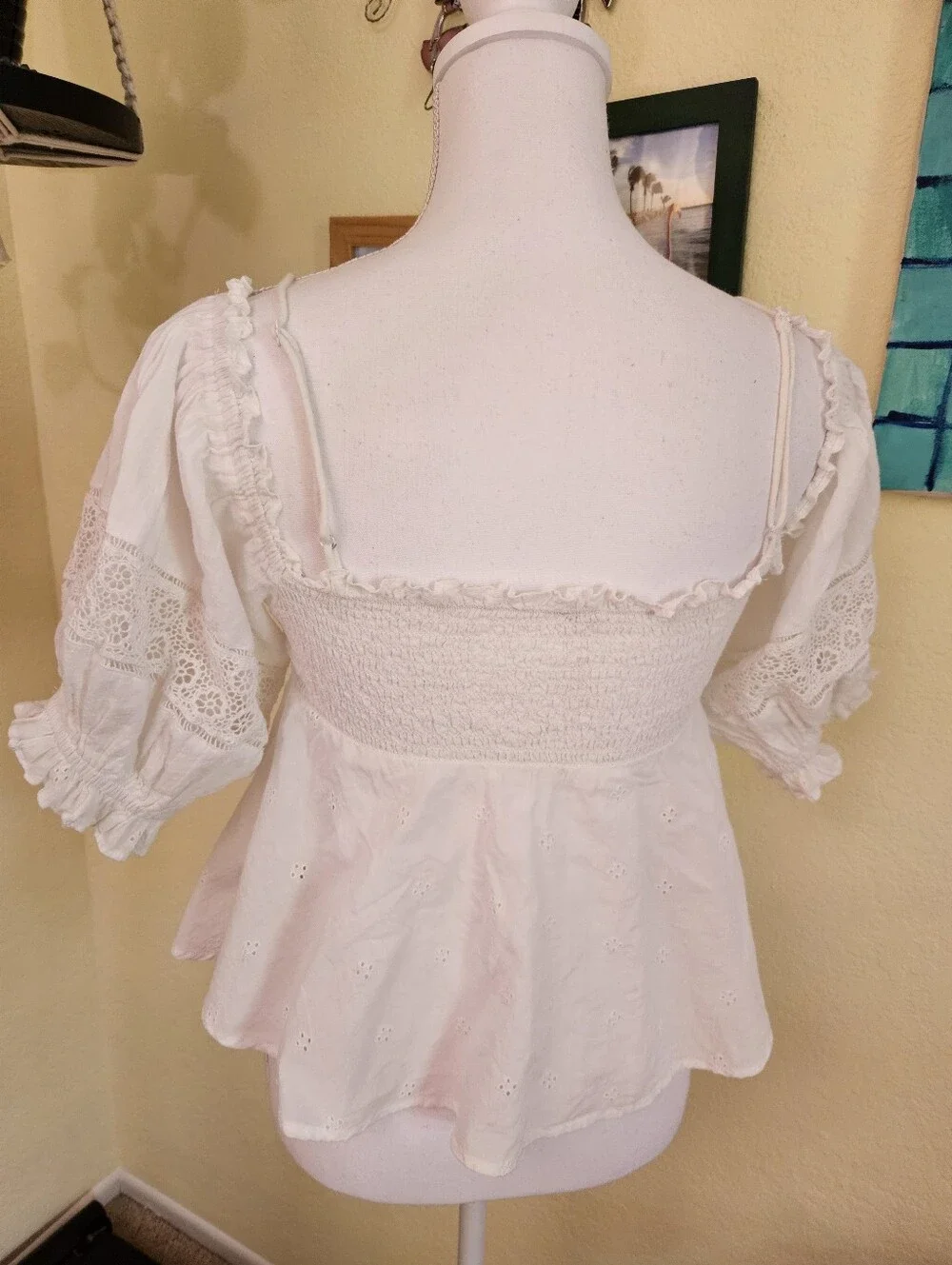 Free people White Peasant Tie-Front Women's Top Sz XS